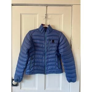 Sierra Designs women's small down puffy jacket ski snowboard blue purple winter